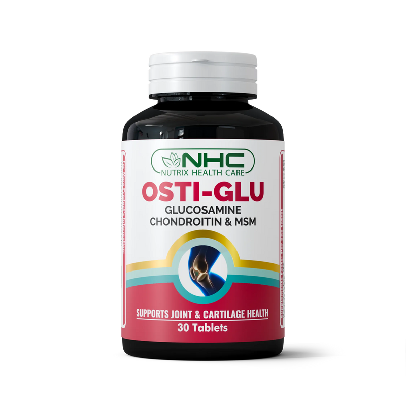 Osti-Glu joint support tablets with glucosamine, chondroitin & MSM for mobility by Nutrix Health Care