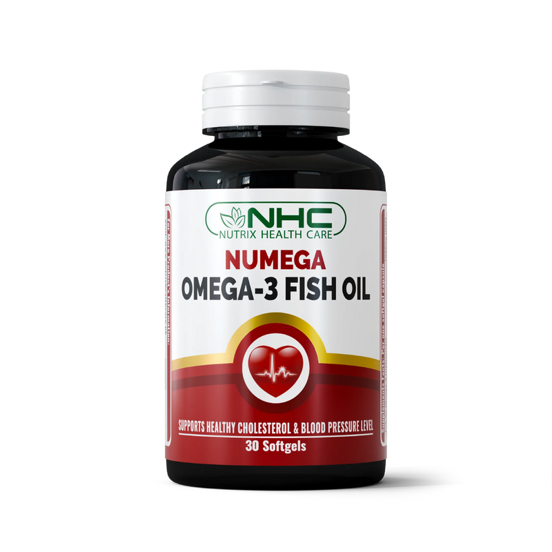 Numega Omega-3 Fish Oil softgels supporting heart, Nutrix Health Care