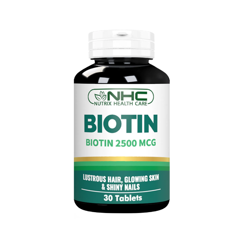 Biotin Tablets 2500 mcg bottle, supports hair skin and nails