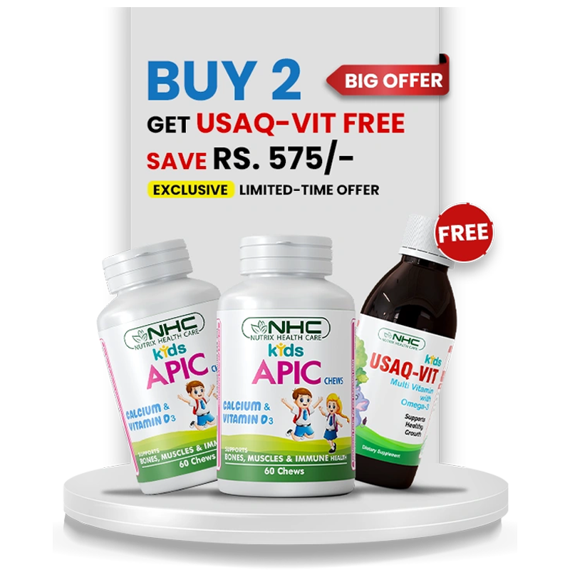 Kids Health Bundle 1 (2 Apic Chews + 1 Free Usaq - Vit Syrup) - Nutrix Health Care