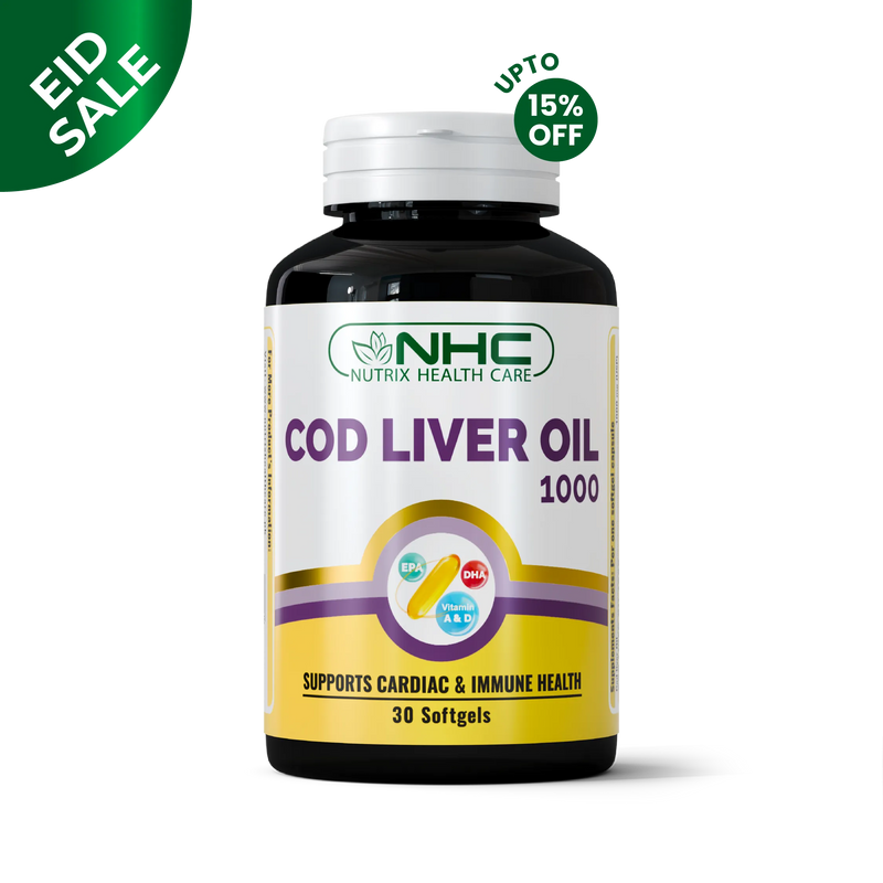 Nutrix Health Care Cod Liver Oil 1000, premium Omega‑3, Vitamins A & D supplement