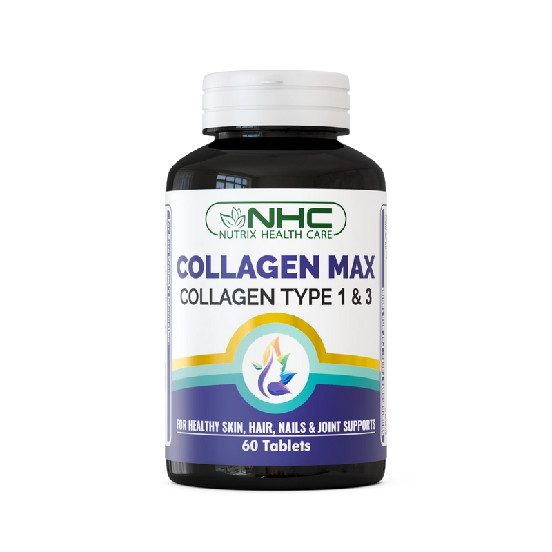 NHC Nutrix Health Care Collagen Max Collagen Type 1 & 3 Tablets – For Healthy Skin, Hair, Nails & Joint Support, 60 Tablets