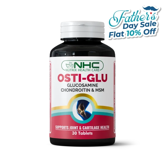 NHC Osti-Glu Glucosamine Chondroitin & MSM 30 Tablets – Supports Joint & Cartilage Health – Father's Day Sale Flat 10% Off