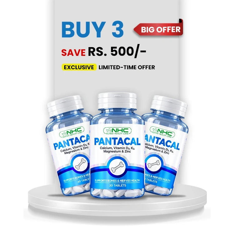 Buy 3 NHC Pantacal bone support bundle, save Rs. 500, limited-time offer