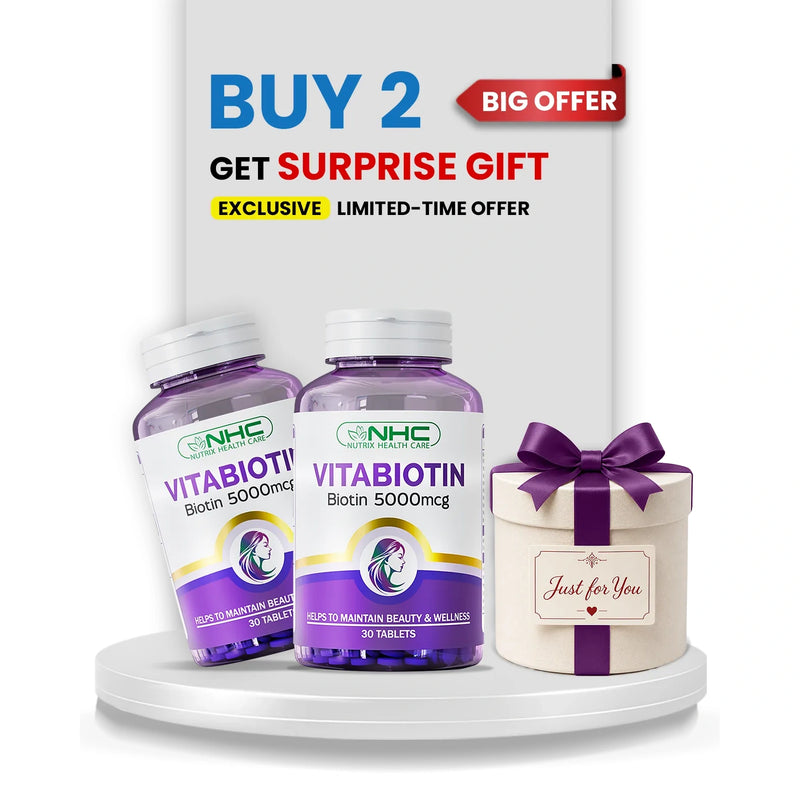 VitaBiotin Dream Hair Bundle offer banner with 2 bottles plus surprise gift for Rs 3180