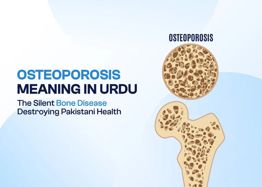 Osteoporosis meaning in Urdu – illustration of porous weakened bones showing the silent bone disease destroying Pakistani health