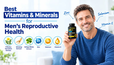 Best vitamins and minerals for men's reproductive health including zinc, selenium and vitamin E