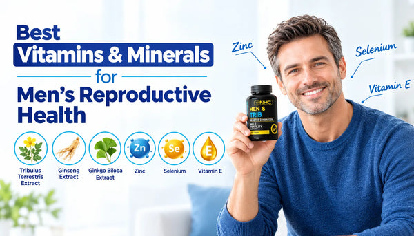 Best vitamins and minerals for men's reproductive health including zinc, selenium and vitamin E