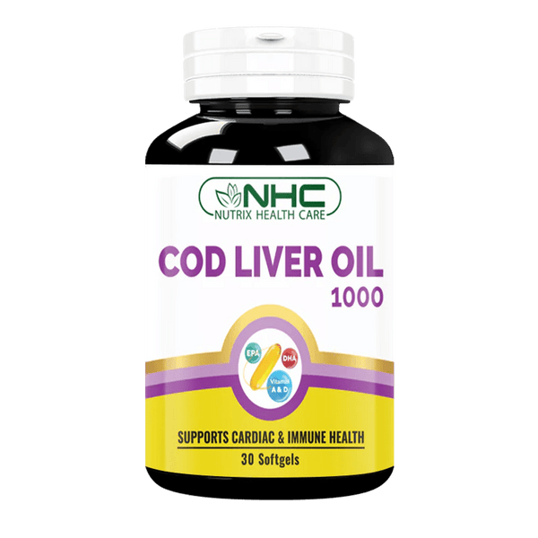 Looking for the Best Cod Liver Oil Capsules in Pakistan by Nutrix Health care. Complete pack with 30 softgels. Boost your immunity and get relief from joint pain.