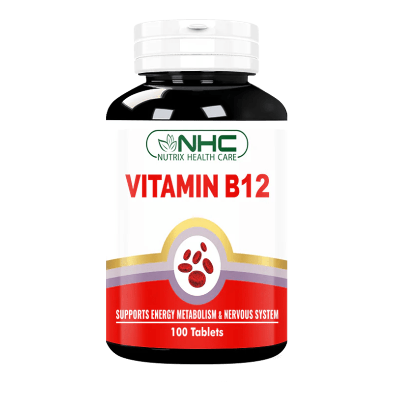 Vitamin B12 tablets help convert food into energy and promote healthy red blood cell production. Vitamin B12 supplements are now available online in Pakistan, 100 Tablets in 1 pack.