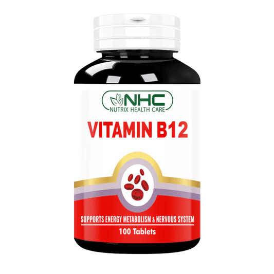 Vitamin B12 tablets help convert food into energy and promote healthy red blood cell production. Vitamin B12 supplements are now available online in Pakistan, 100 Tablets in 1 pack.