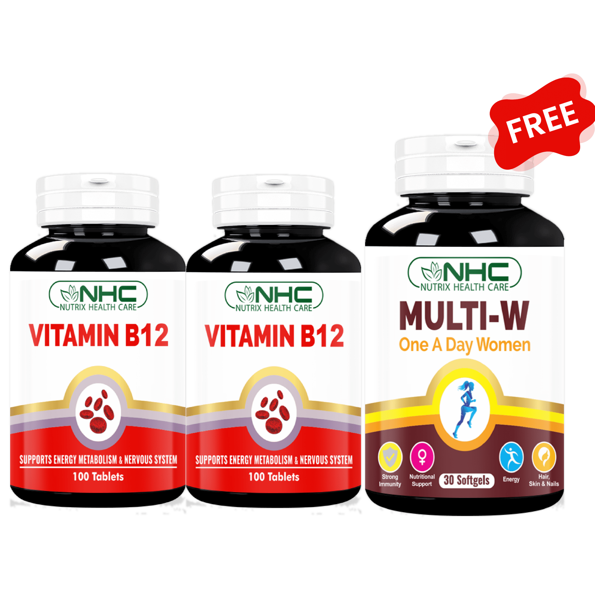 Women’s Health Bundle (2 Vitamin B12 + Free Multi - W) - Nutrix Health Care