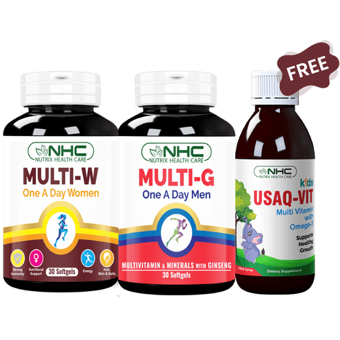 Family Health Bundle (Multi - G + Multi - W + Free Usaq - Vit Syrup) - Nutrix Health Care