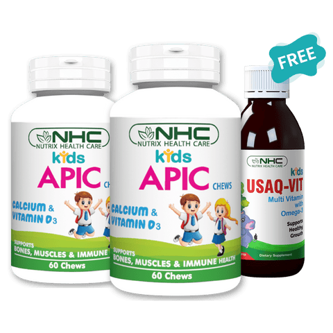 Kids Health Bundle 1 (2 Apic Chews + 1 Free Usaq - Vit Syrup) - Nutrix Health Care