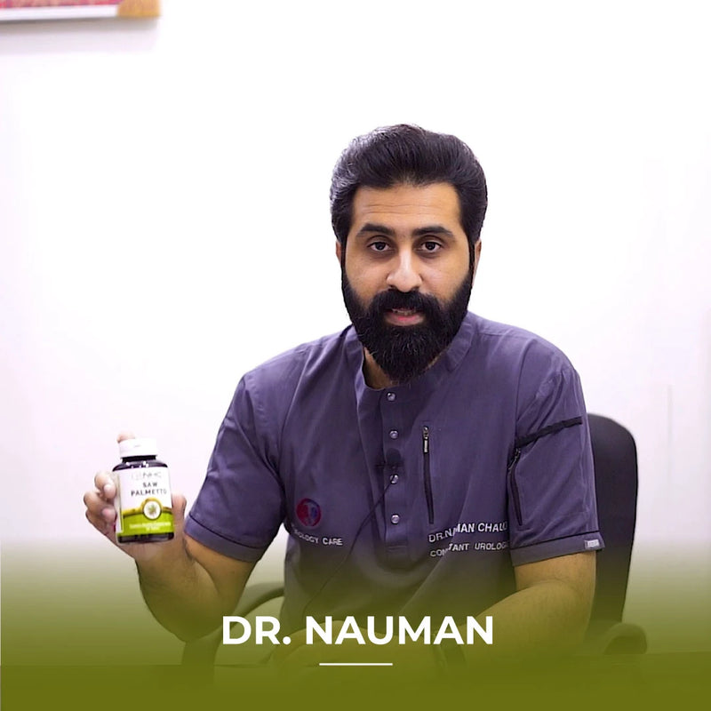 Vitabiotin 5000 mcg bottle, with text reading “Dr. Nauman”
