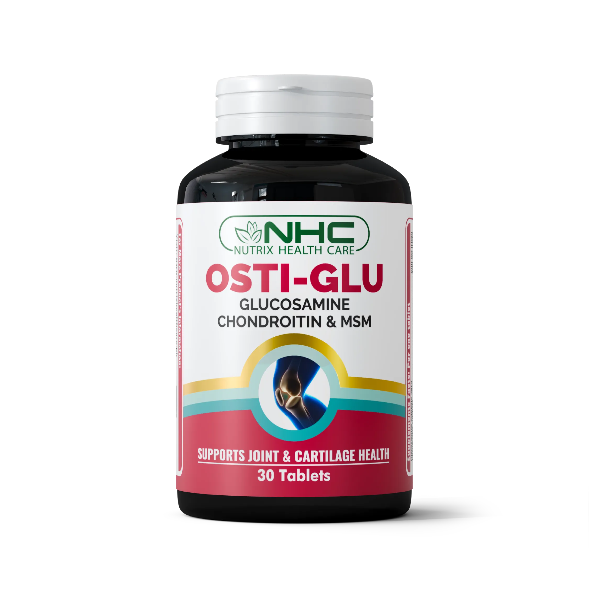 Osti-Glu joint support tablets with glucosamine, chondroitin & MSM for mobility by Nutrix Health Care