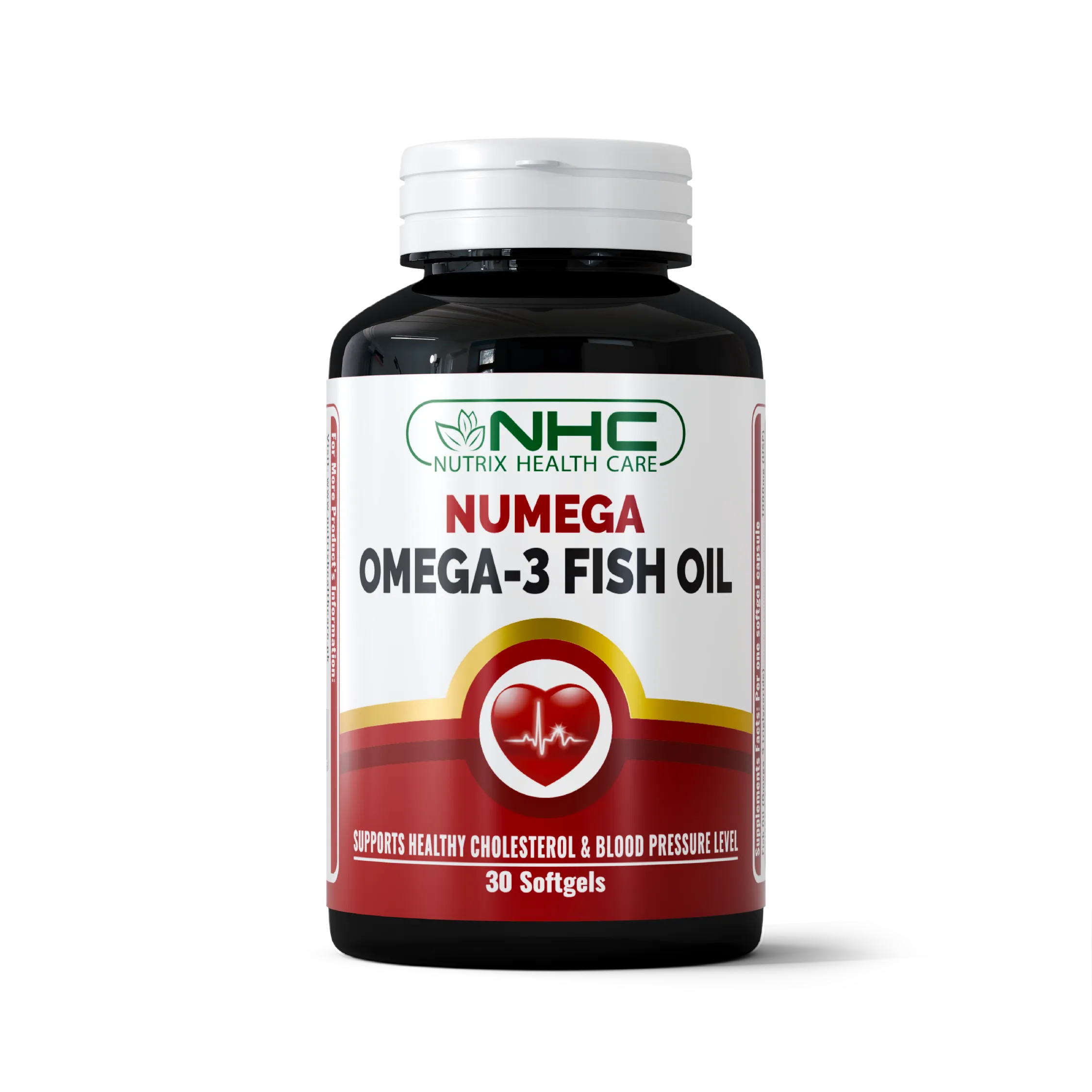 Numega Omega-3 Fish Oil softgels supporting heart, Nutrix Health Care