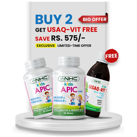Kids Health Bundle 1 (2 Apic Chews + 1 Free Usaq - Vit Syrup) - Nutrix Health Care