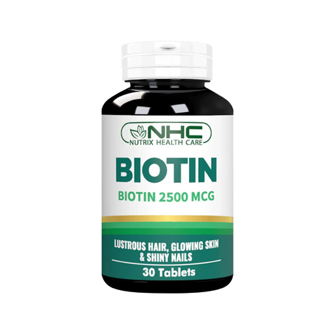 Biotin Tablets 2500 mcg bottle, supports hair skin and nails
