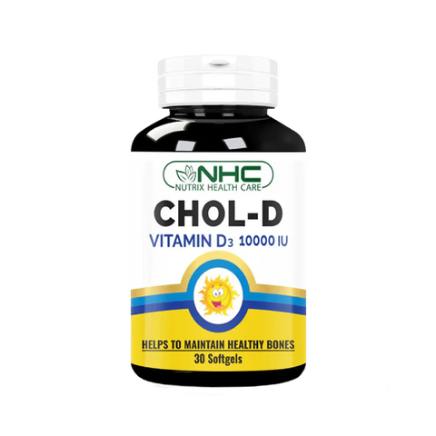 Chol-D 10,000 IU Vitamin D3 softgel for bone, Nutrix Health Care