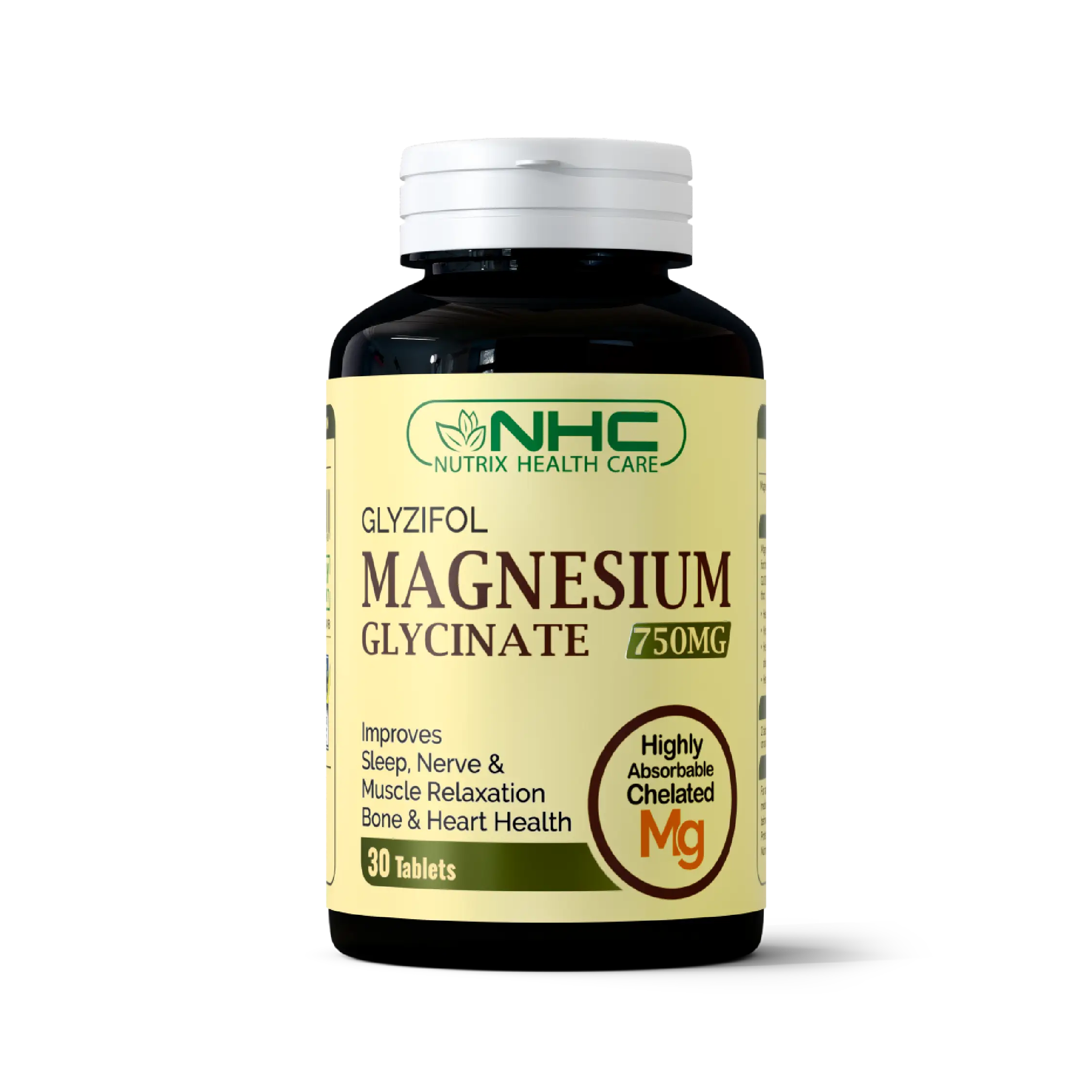 Glyzifol Magnesium Glycinate supplement, nerve & bone support by Nutrix Health Care