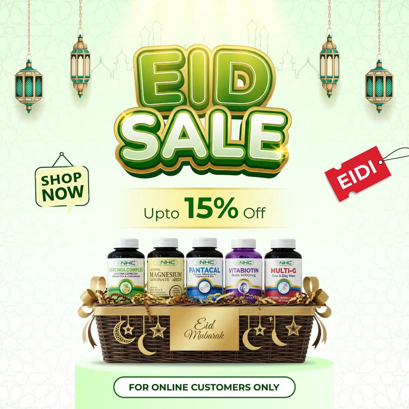 Eid Sale – Upto 15% Off on NHC Vitamins & Supplements. Shop Now. For Online Customers Only. Eid Mubarak!