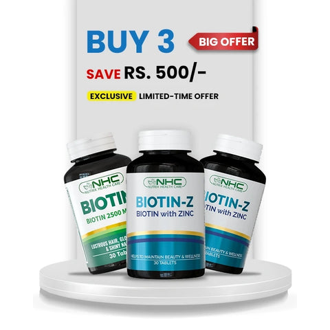 Biotin-Z and Biotin supplement bundle - Buy 3 for beauty and hair care - Nutrix Health Care