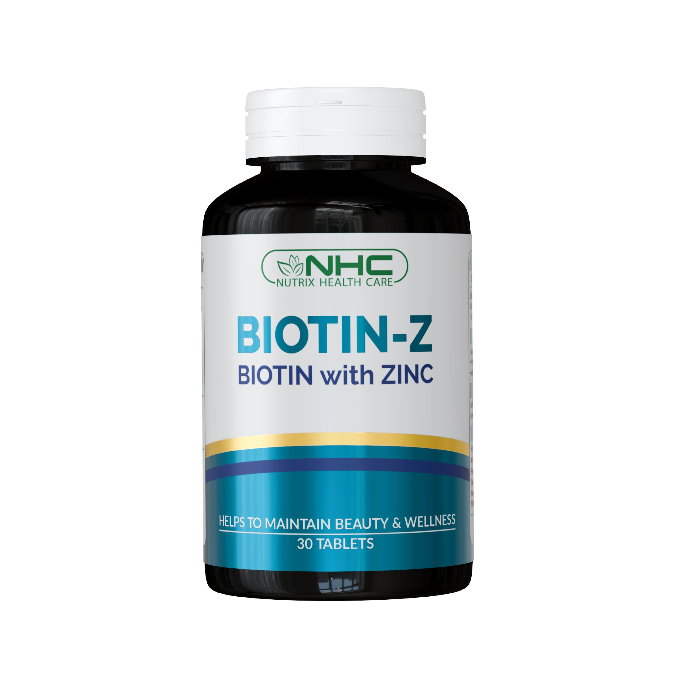Biotin-Z Biotin with Zinc supplement, 30 tablets - Nutrix Health Care