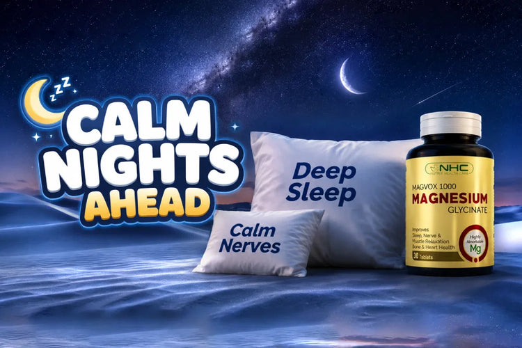 Magvox 1000 Magnesium Glycinate bottle for deep sleep, calm nerves, and nerve and muscle relaxation