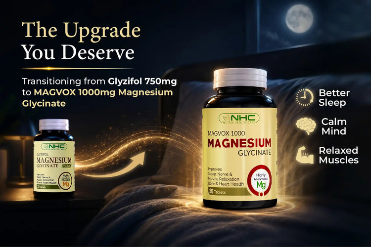 Magvox 1000 Magnesium Glycinate - Upgrade from Glyzifol 750mg for Better Sleep, Calm Mind & Relaxed Muscles