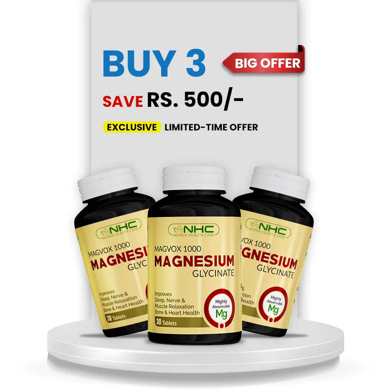Magvox Magnesium Glycinate Saver Pack - 3 Bottles - Rs. 3,850 - Save Rs. 500