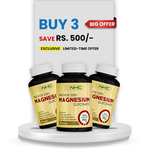 Magvox Magnesium Glycinate Saver Pack - 3 Bottles - Rs. 3,850 - Save Rs. 500