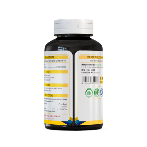 NHC Chol-D Vitamin D3 10000 IU supplement bottle back label showing supplement facts and dosage