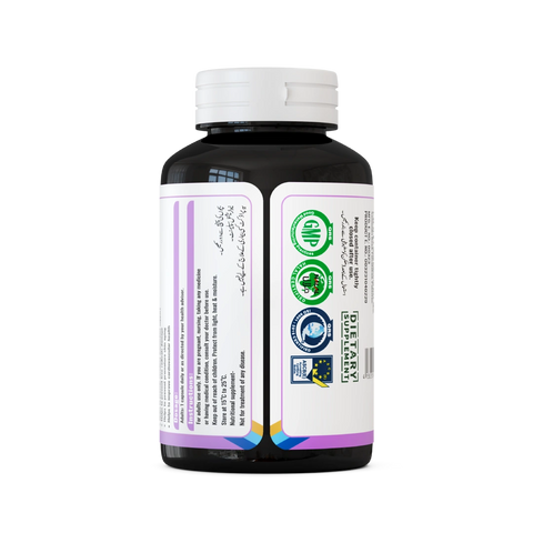 NHC E GET Vitamin E 400 IU Dietary Supplement Back Label – Dosage Instructions, Halal Certified, GMP Certified, ISO 13485 Certified, Store 15°C to 25°C – 30 Softgels
