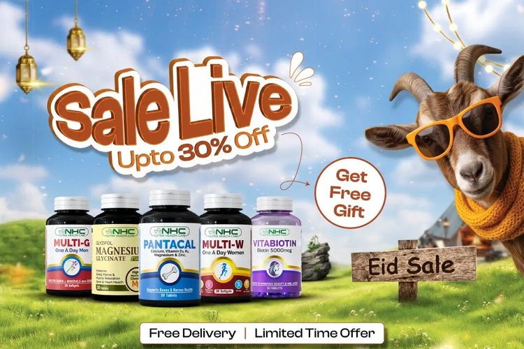 NHC Eid Sale Live Up to 30% Off – Multi-G, Glyzifol Magnesium Glycinate, Pantacal, Multi-W and Vitabiotin – Free Delivery, Free Gift, Limited Time Offer Pakistan