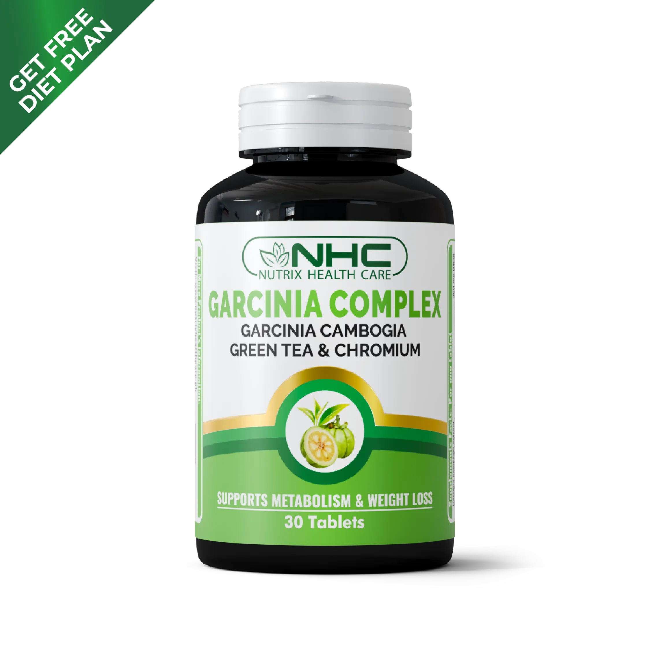 NHC Garcinia Complex – Garcinia Cambogia, Green Tea & Chromium – Supports Metabolism & Weight Loss – 30 Tablets