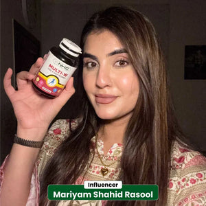 Influencer Mariyam Shahid Rasool recommending NHC Multi-W One A Day Women multivitamin softgels