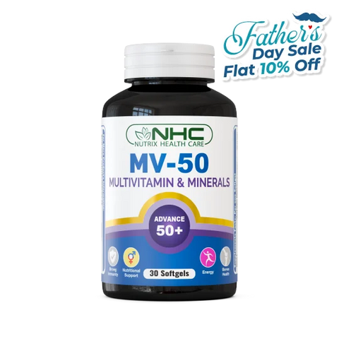 NHC MV-50 Multivitamin & Minerals Advance 50+ 30 Softgels – Supports Immunity, Energy & Bone Health – Father's Day Sale Flat 10% Off