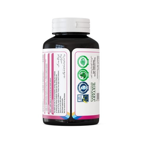 NHC NUCEP Female's Fertility Support 30 Tablets – back label showing dosage, GMP & Halal certified dietary supplement