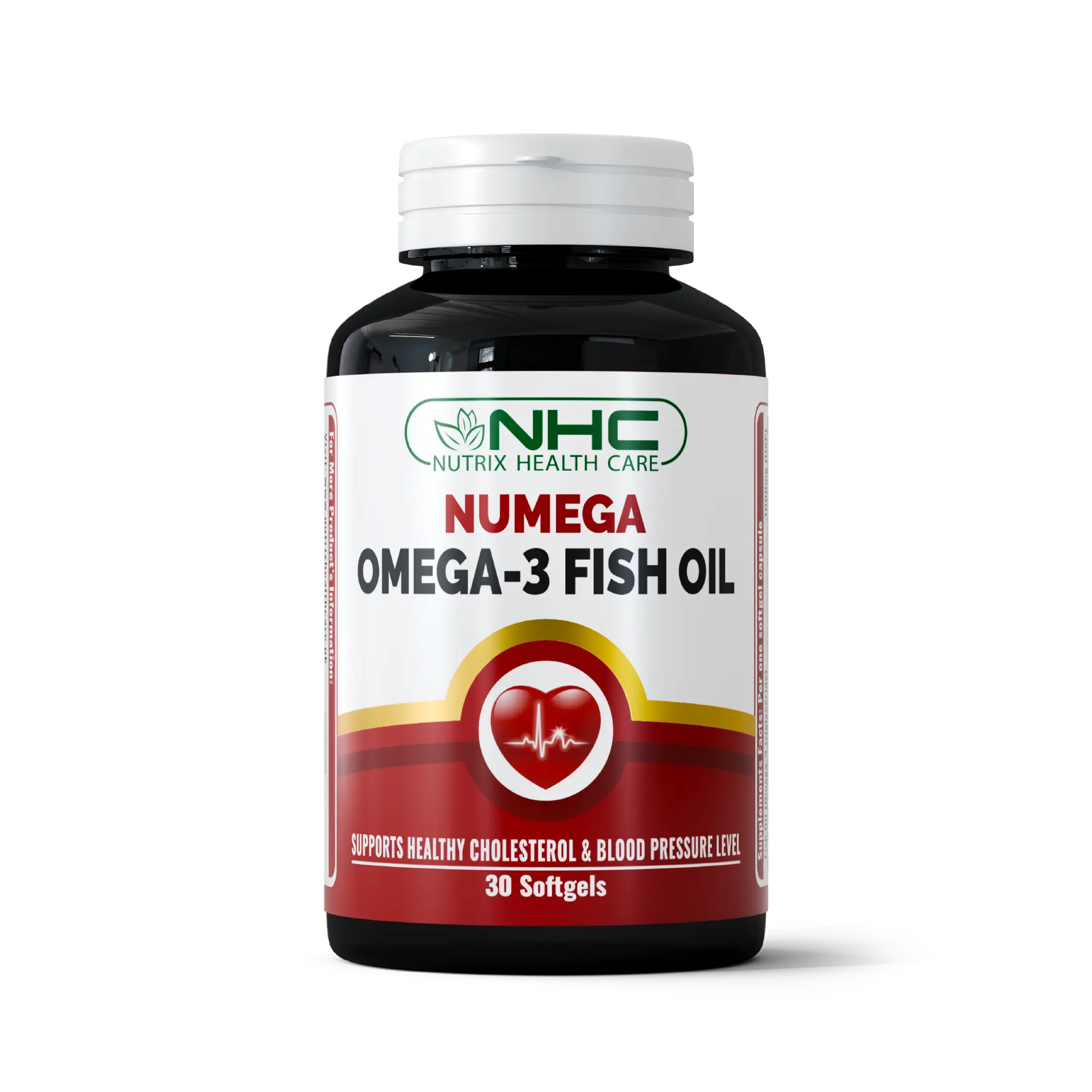 NHC Nutrix Health Care Numega Omega-3 Fish Oil Softgels – Supports Healthy Cholesterol & Blood Pressure Levels, 30 Softgels