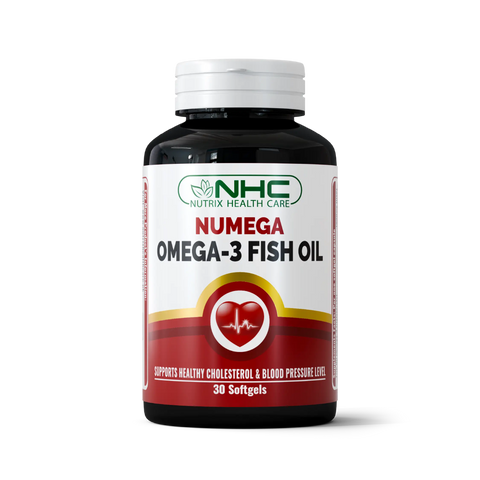 NHC Nutrix Health Care Numega Omega-3 Fish Oil Softgels – Supports Healthy Cholesterol & Blood Pressure Levels, 30 Softgels