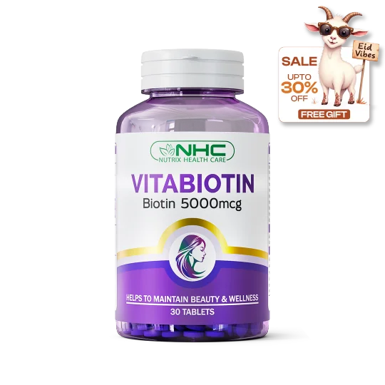 NHC Vitabiotin 5000mcg – Treatment for Hair Fall, Dull Skin and Brittle Nails