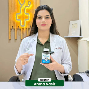 Doctor Amna Nasir recommending NHC Pantacal Calcium Vitamin D3 Magnesium Zinc supplement in clinic