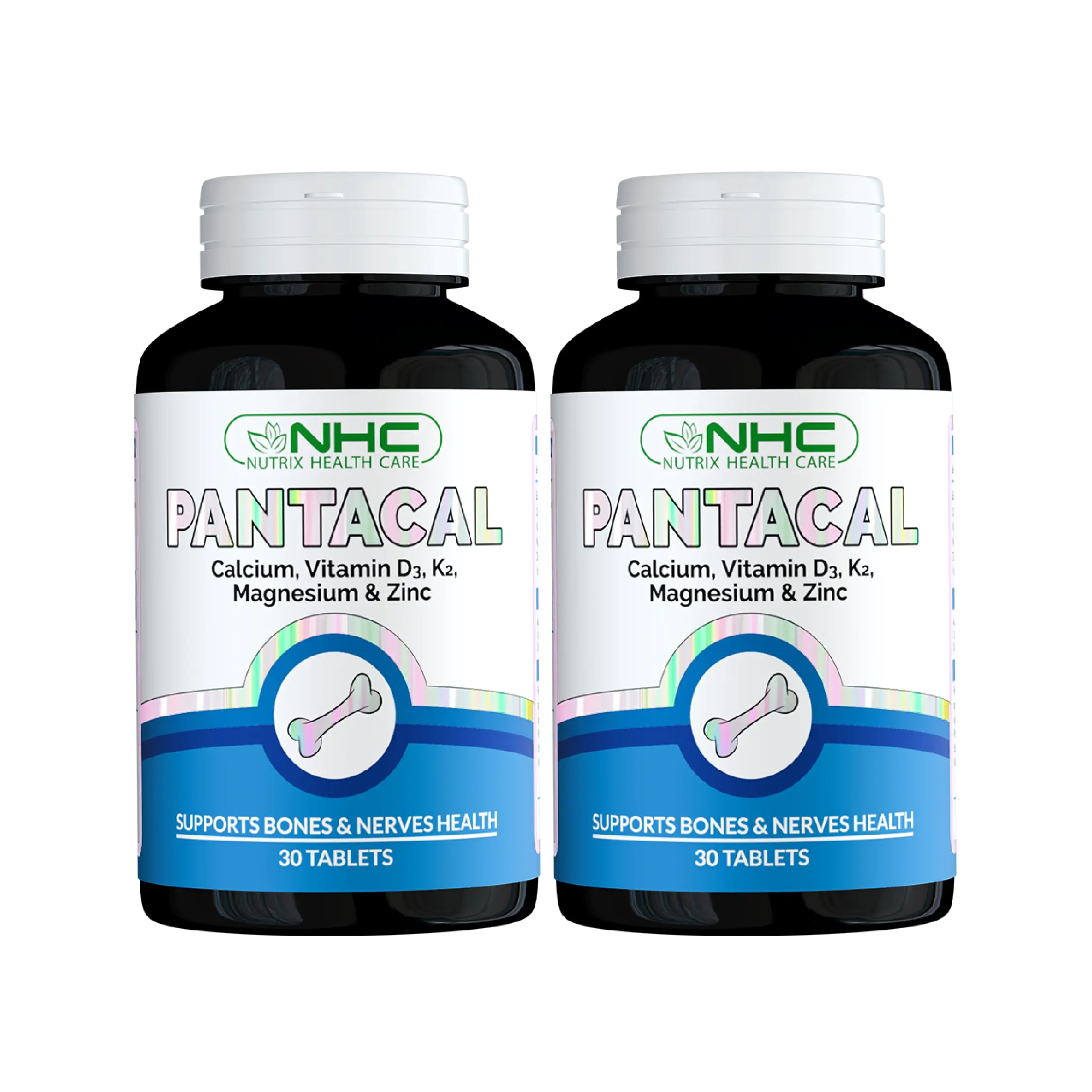 NHC Pantacal Calcium Vitamin D3 K2 Magnesium Zinc Tablets – Pack of 2 Bottles, Best Bone Health Supplement in Pakistan
