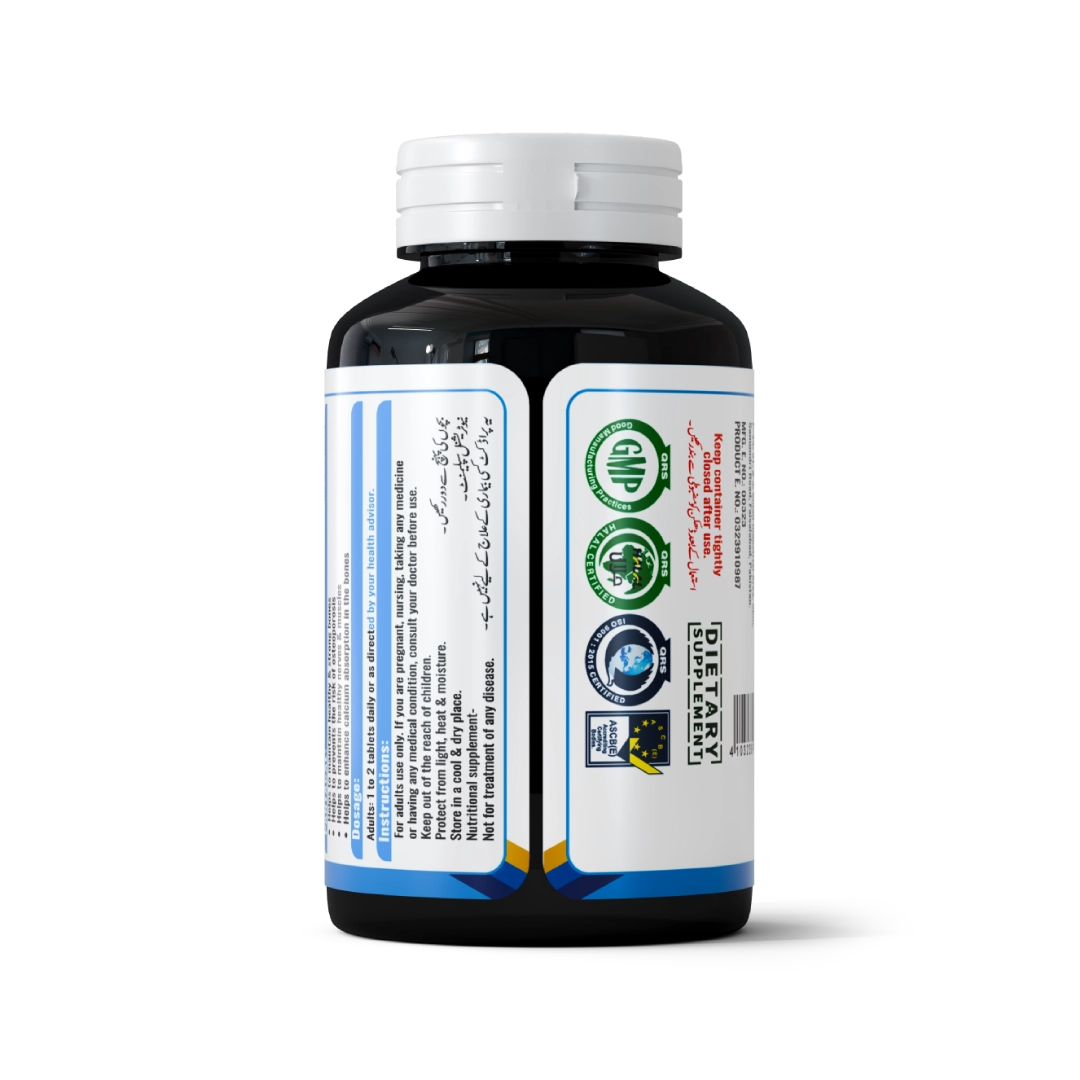 Pantacal tablets back of pack – ingredients and supplement facts label
