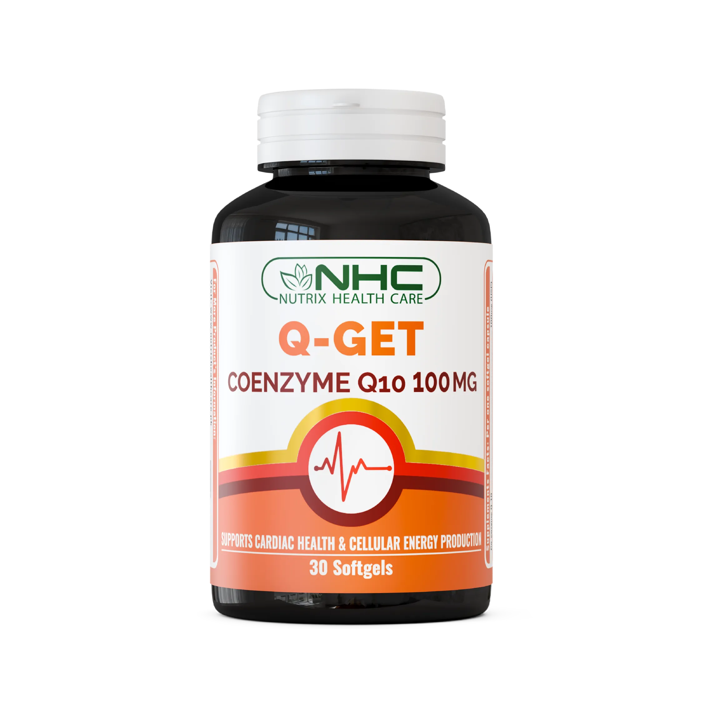 NHC Nutrix Health Care Q-Get Coenzyme Q10 100mg Softgels – Supports Cardiac Health & Cellular Energy Production, 30 Softgels