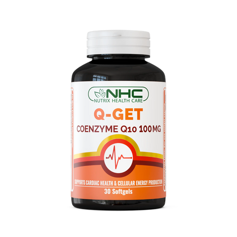 NHC Nutrix Health Care Q-Get Coenzyme Q10 100mg Softgels – Supports Cardiac Health & Cellular Energy Production, 30 Softgels