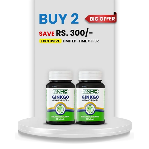 NHC Student Bundle – Buy 2 Ginkgo Biloba, Save Rs. 300 – Helps Improve Brain Function & Memory – 30 Softgels Each