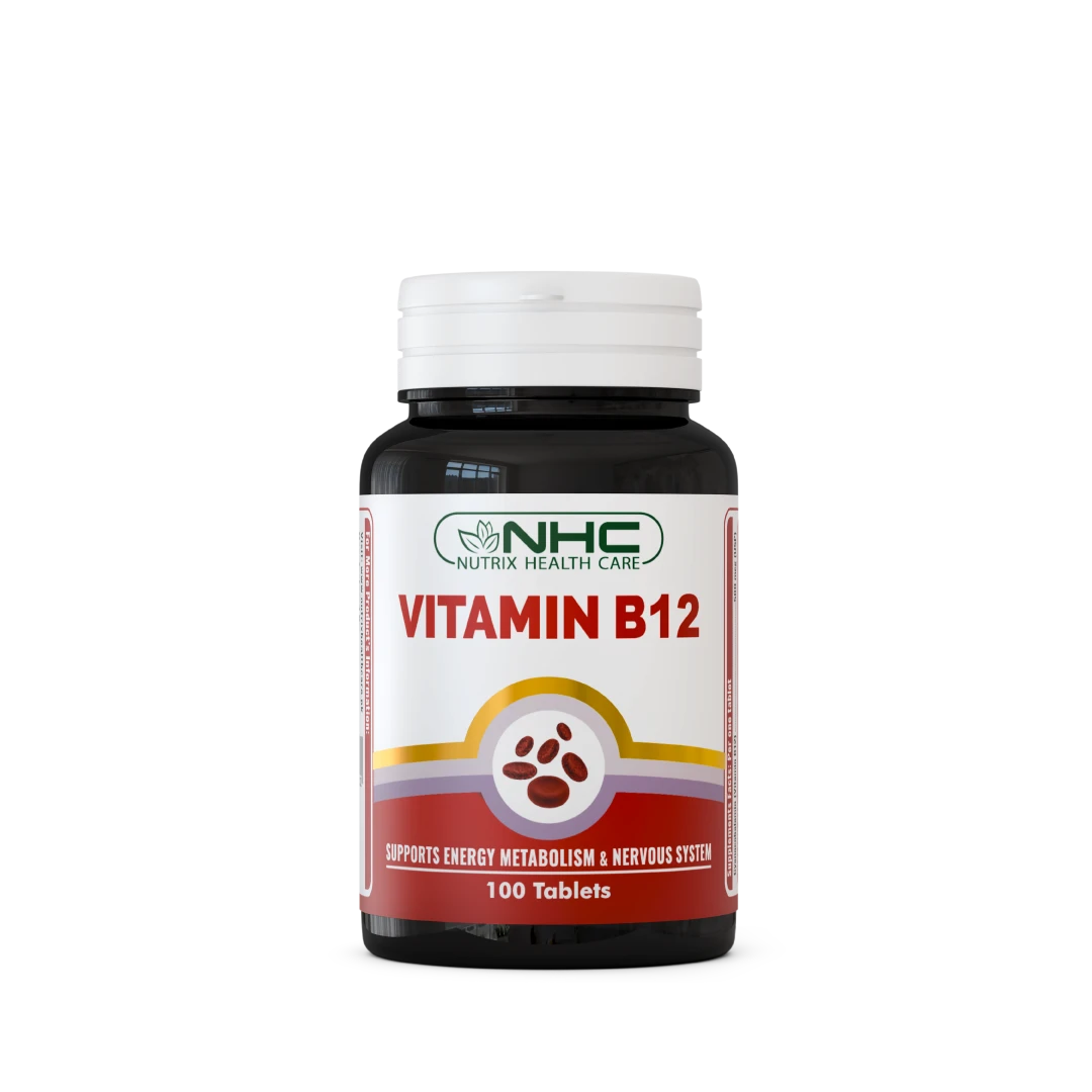 NHC Nutrix Health Care Vitamin B12 Tablets – Supports Energy Metabolism & Nervous System Health, 100 Tablets