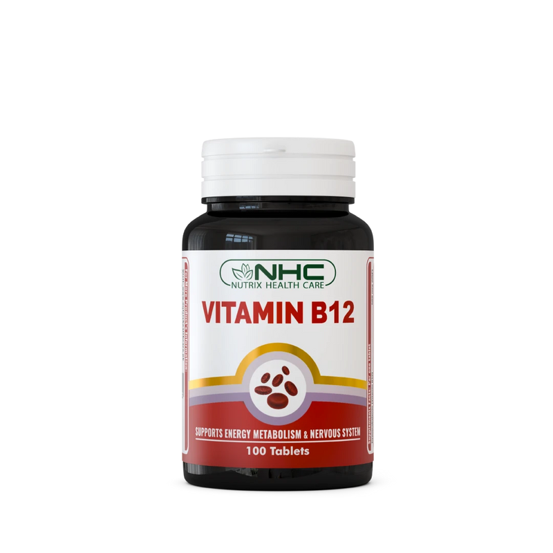 NHC Nutrix Health Care Vitamin B12 Tablets – Supports Energy Metabolism & Nervous System Health, 100 Tablets